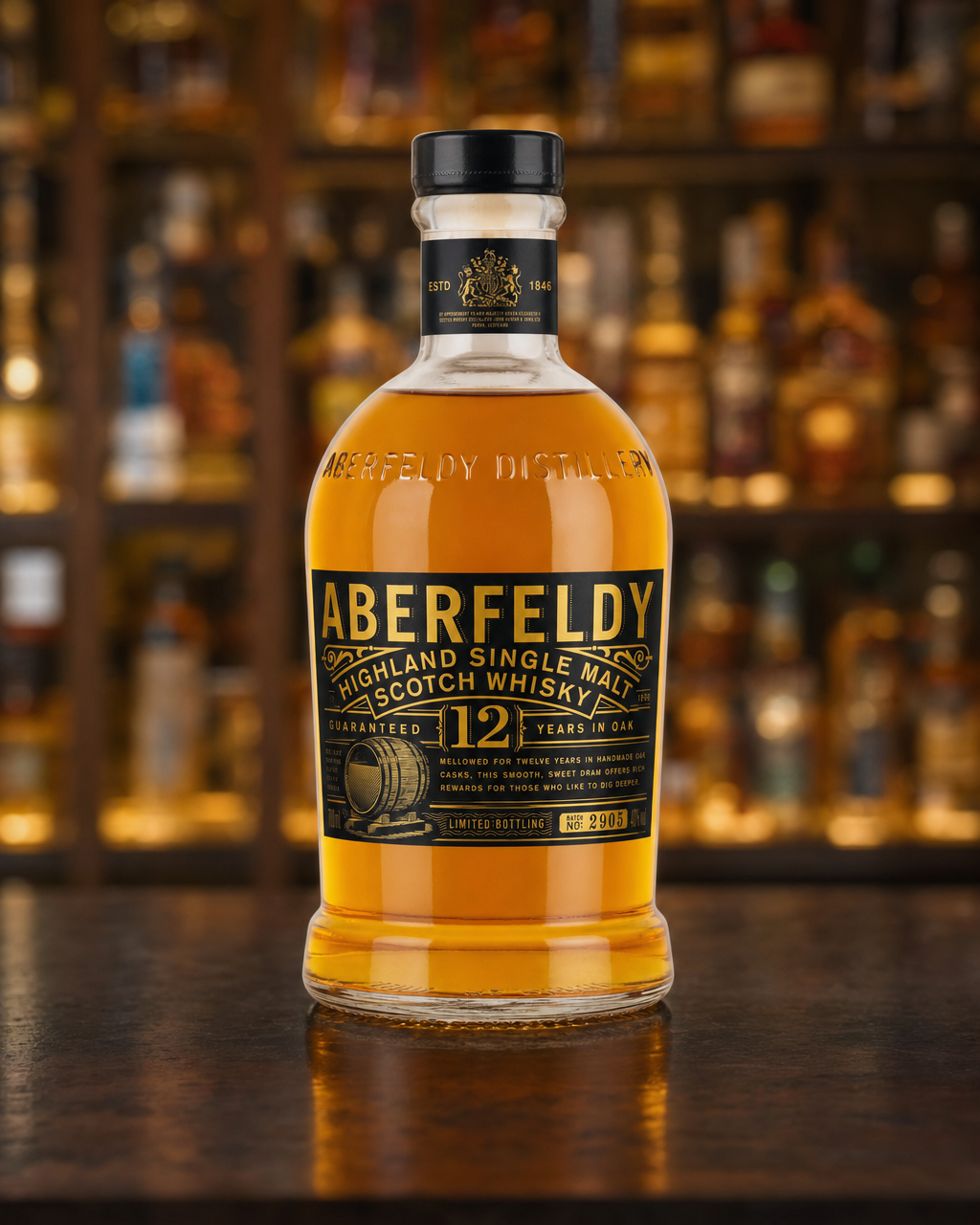 Aberfeldy 12 Year Old bottle, alternate view
