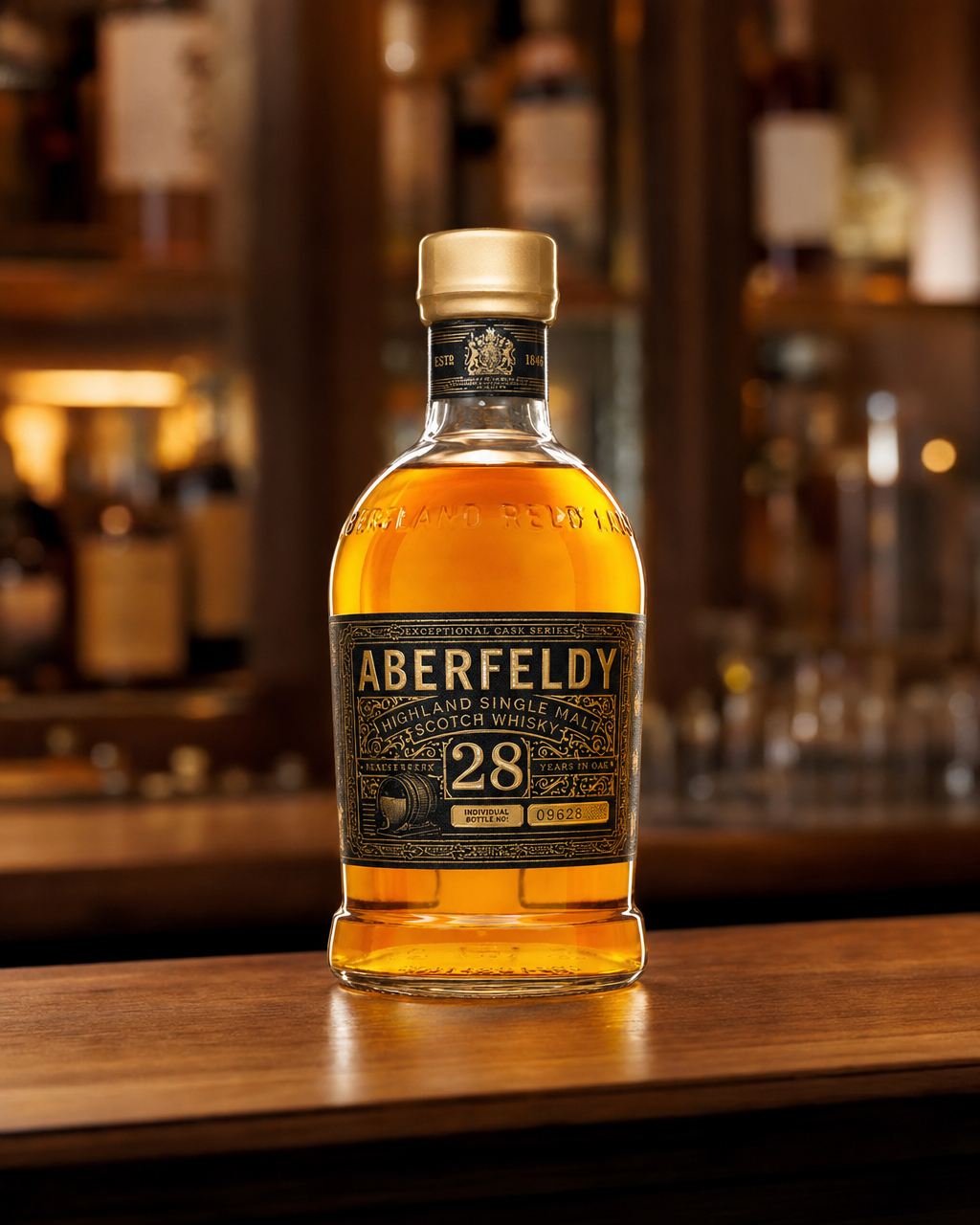 Aberfeldy 28 Year Old bottle, alternate view