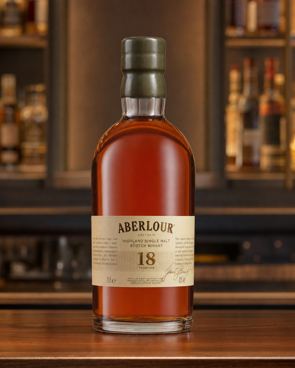 Aberlour 18 Year Old bottle, alternate view