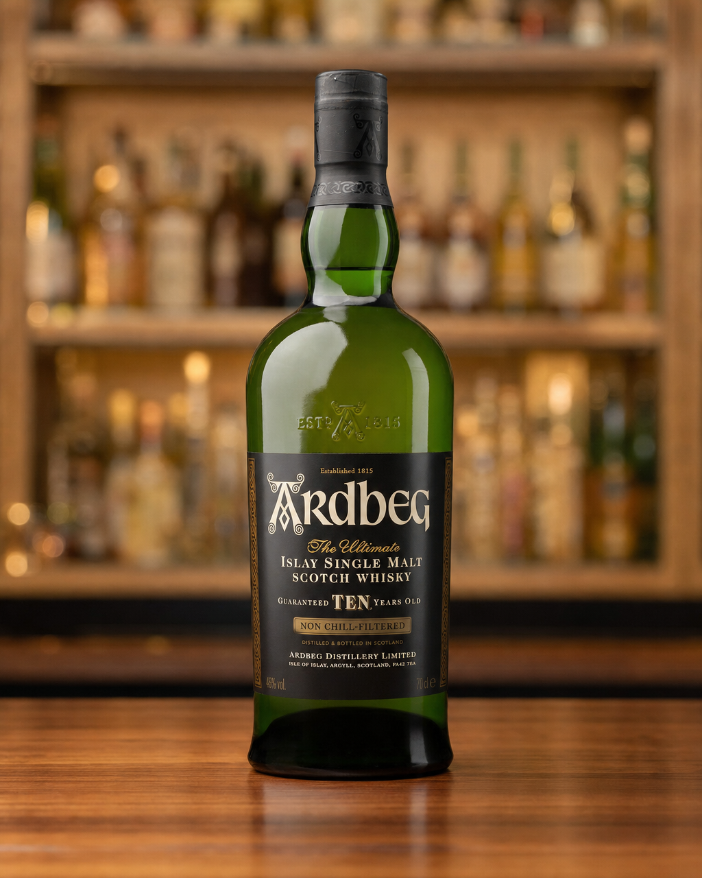 Ardbeg 10 Year Old bottle, alternate view