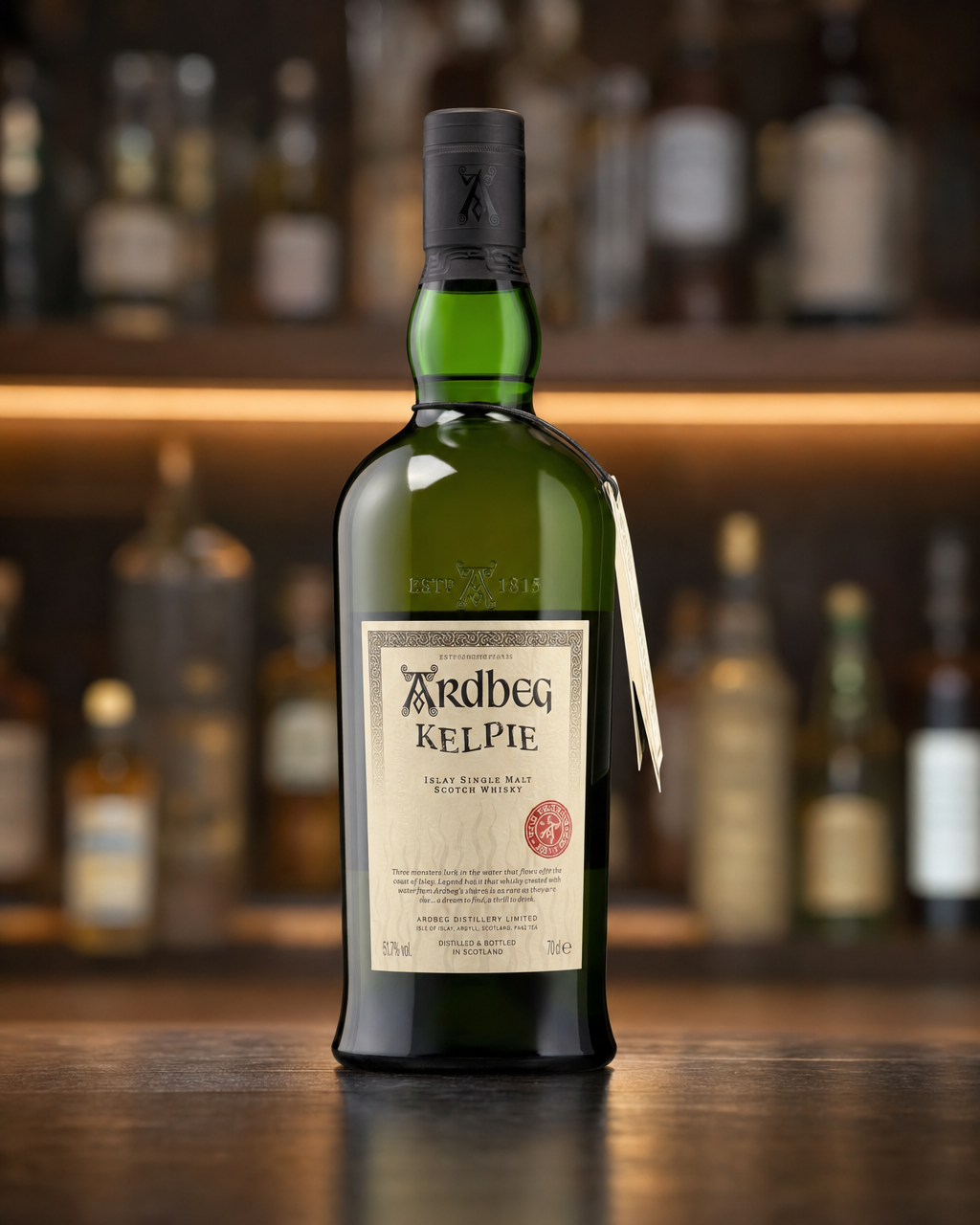 Ardbeg Kelpie Committee Release bottle, alternate view