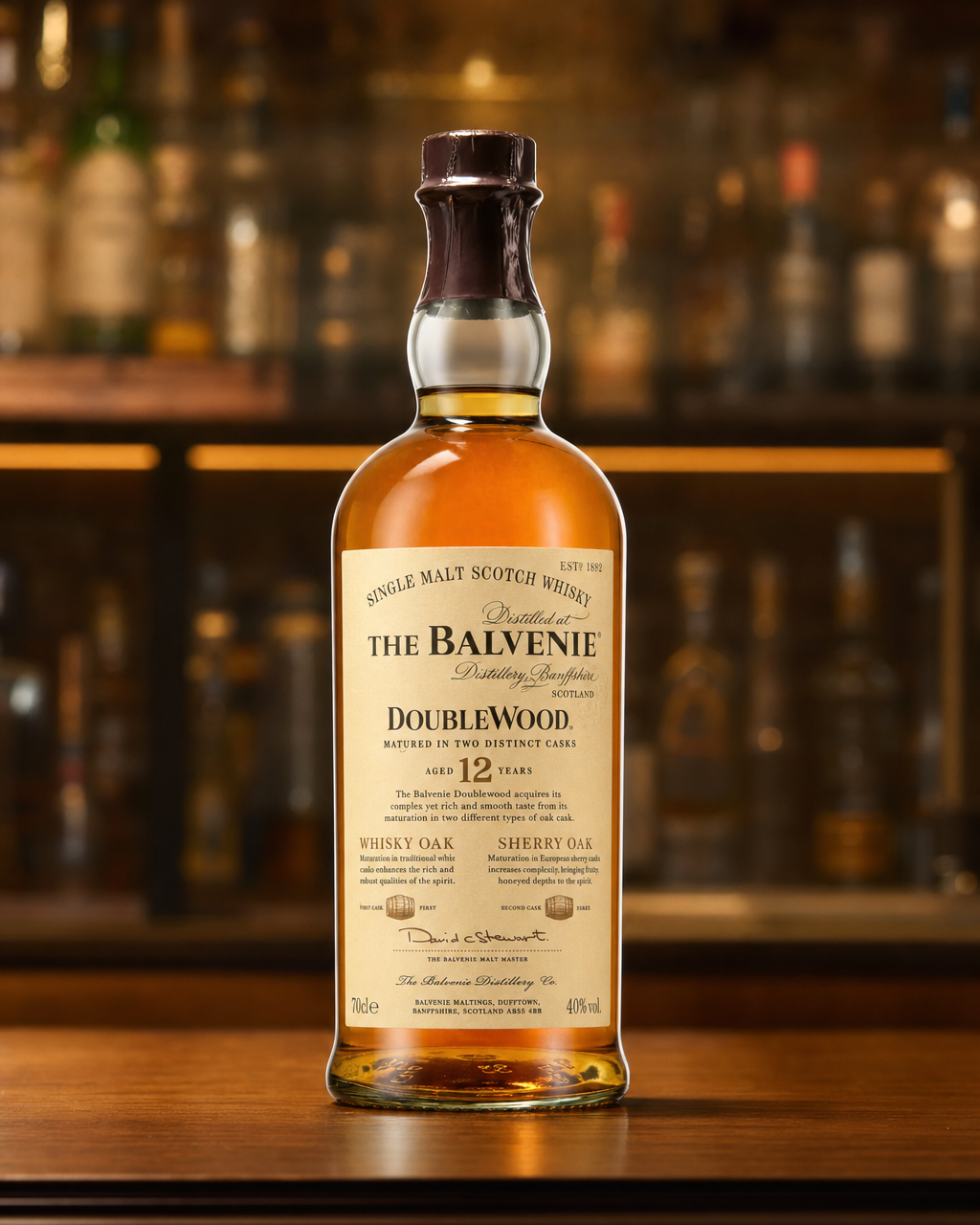 Balvenie 12 Years Old (DoubleWood) bottle, alternate view