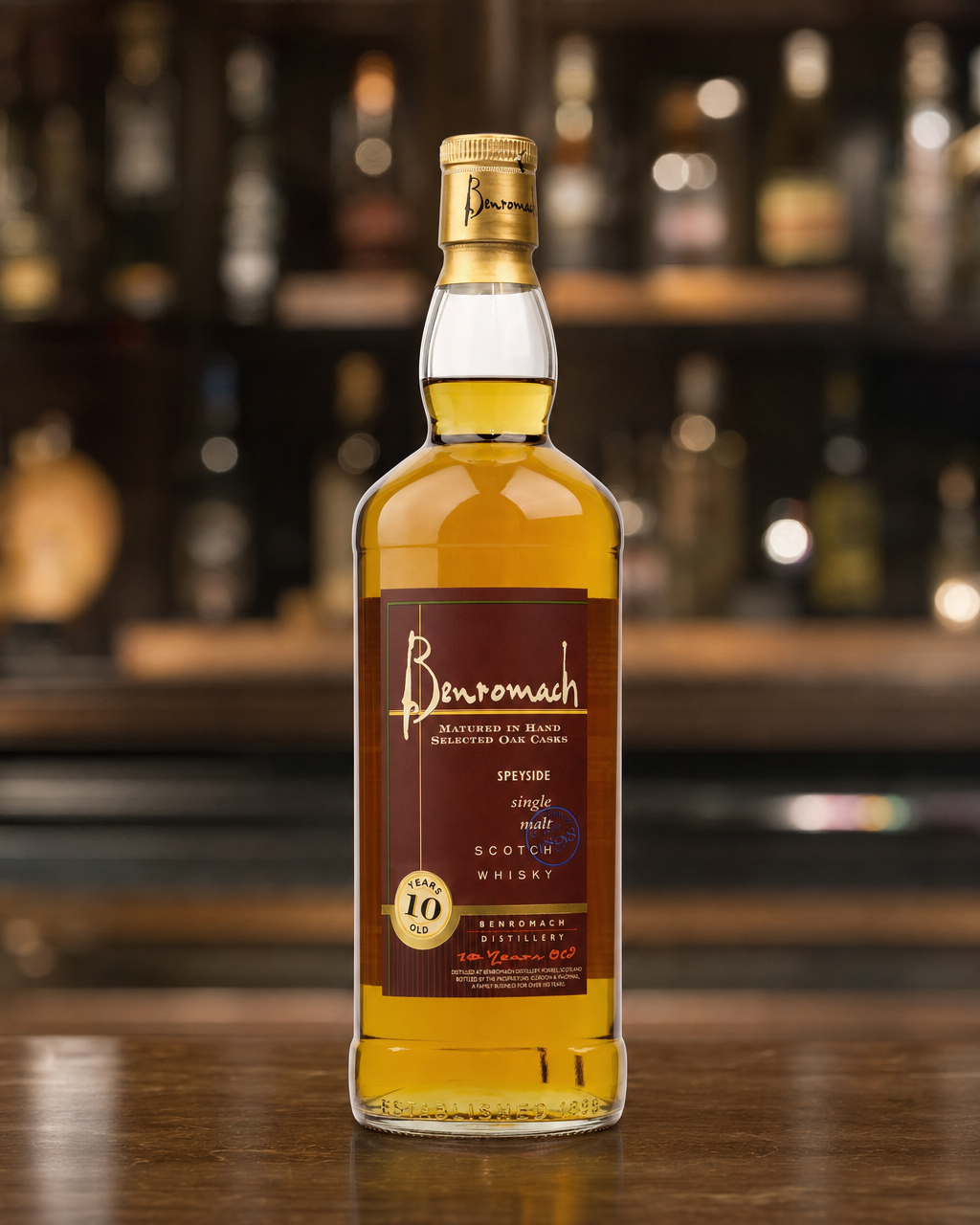 Benromach 10 Year Old bottle, alternate view