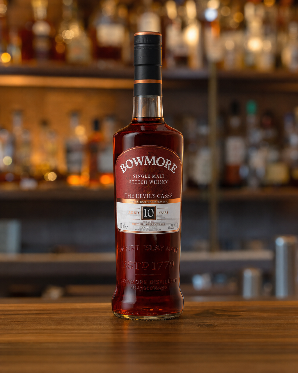 Bowmore 10 Years Old (Devil's Cask Batch #2) bottle, alternate view