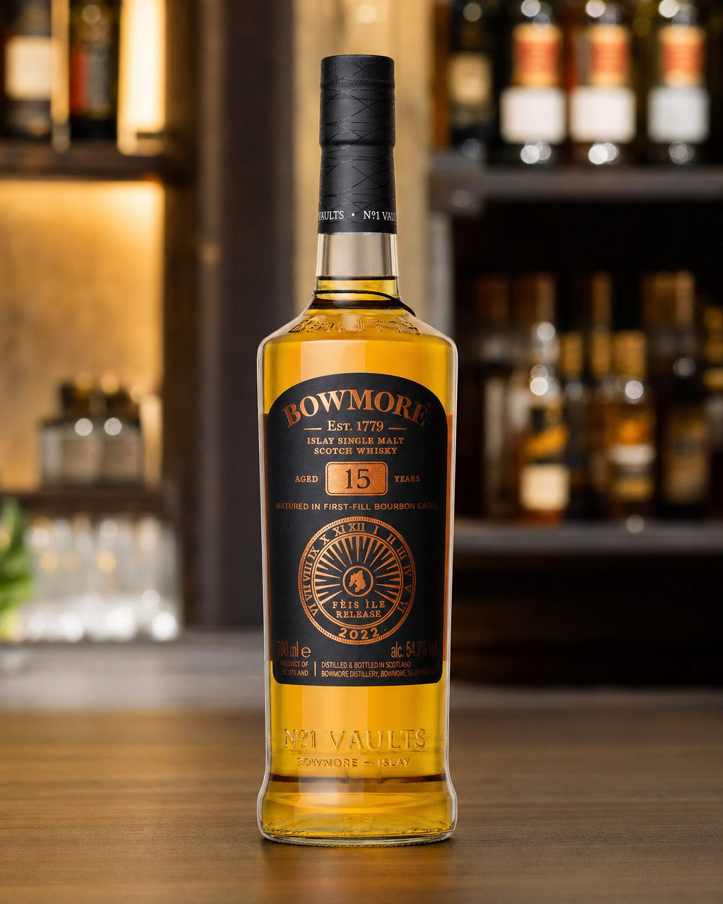 Bowmore 15 Year Old (Feis Ile 2022) bottle, alternate view
