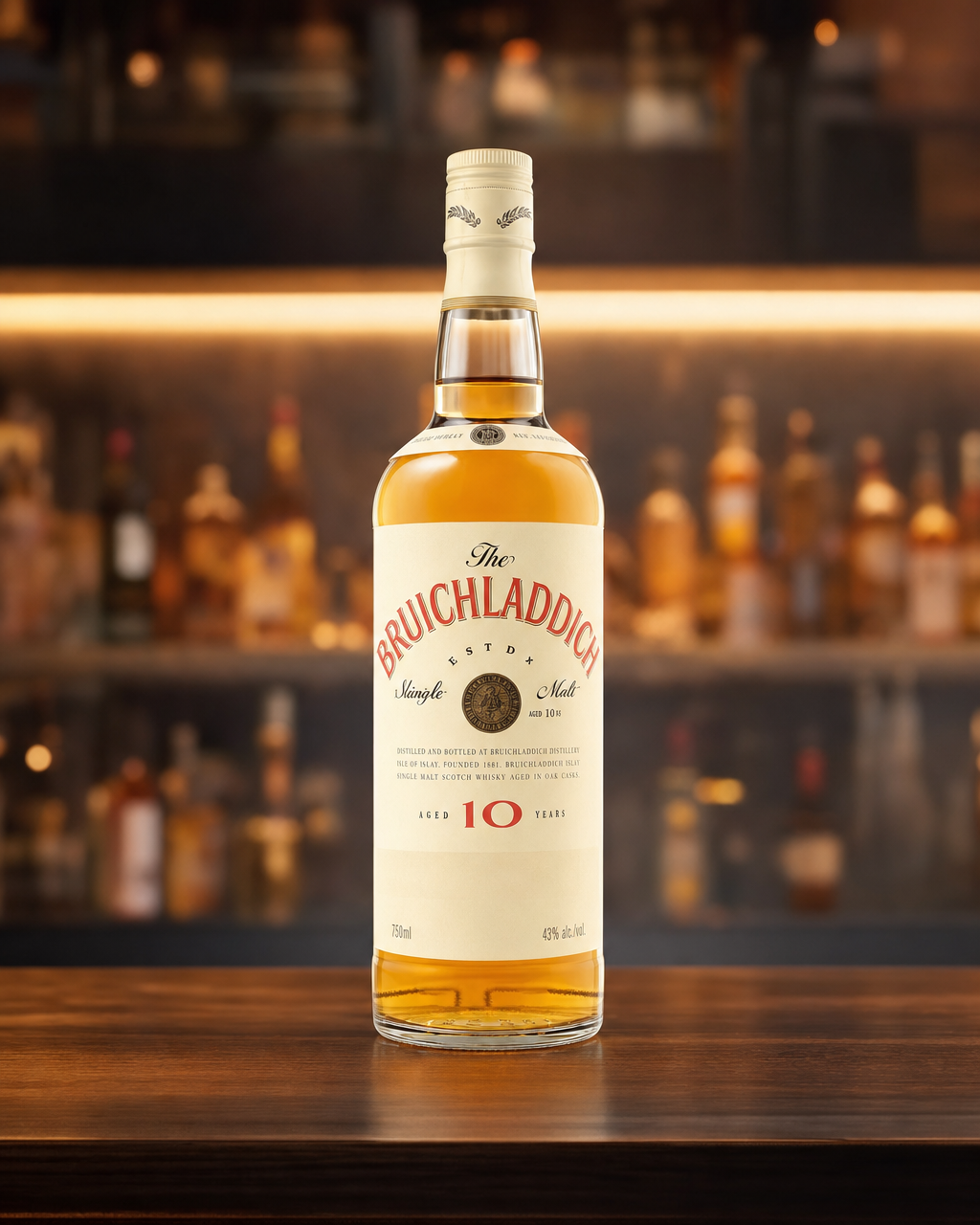 Bruichladdich 10 Years Old (Tall Bottle) bottle, alternate view