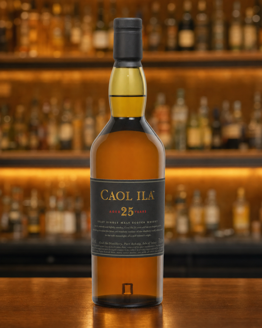 Caol Ila 25 Year Old bottle, alternate view