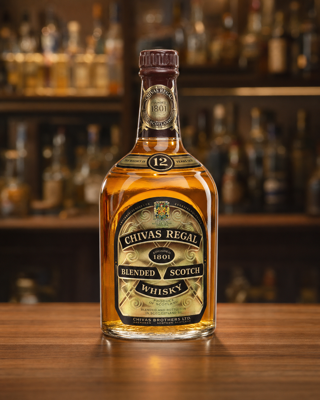 Chivas Regal 12 Year Old (1980s) bottle, alternate view