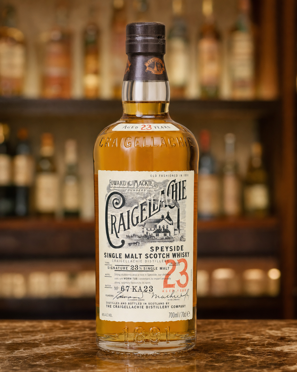 Craigellachie 23 Year Old bottle, alternate view