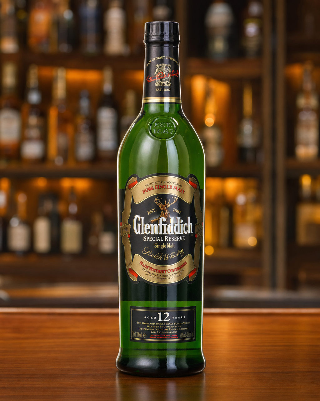 Glenfiddich 12 Year Old (Special Reserve) bottle, alternate view