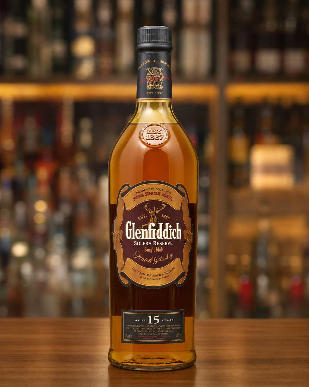 Glenfiddich 15 Years Old (Solera Reserve) bottle, alternate view