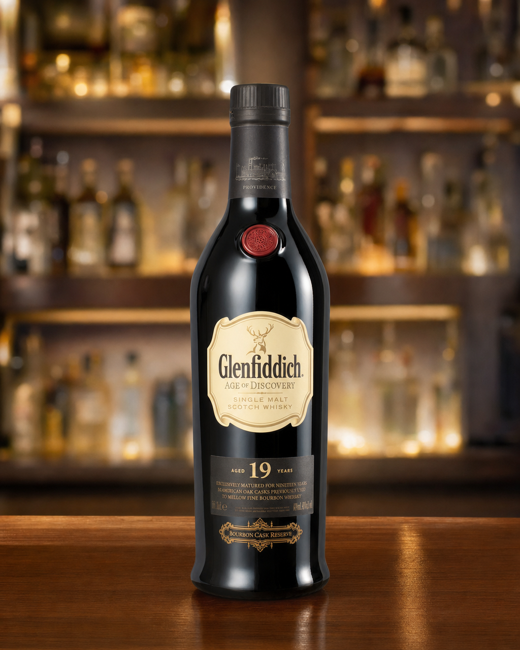 Glenfiddich 19 Years Old (Age Of Discovery Bourbon Cask) bottle, alternate view