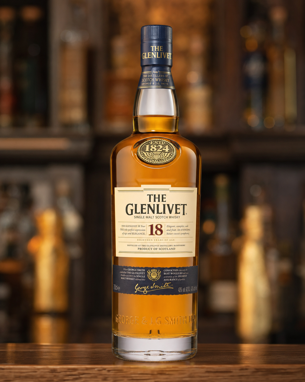 Glenlivet 18 Year Old bottle, alternate view