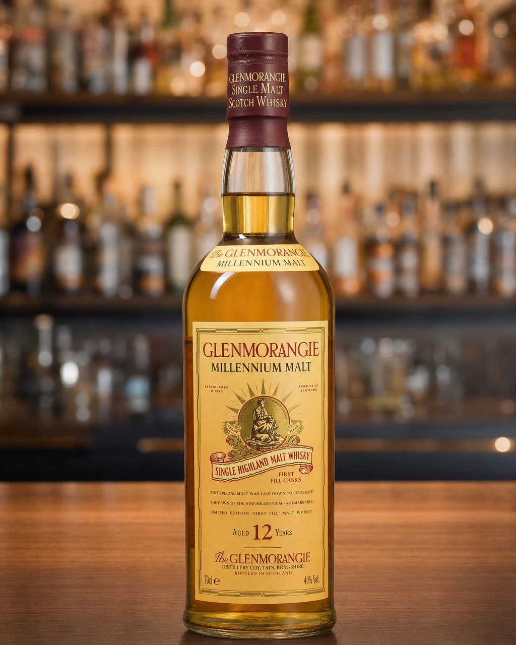 Glenmorangie 12 Years Old (Millennium Malt) bottle, alternate view