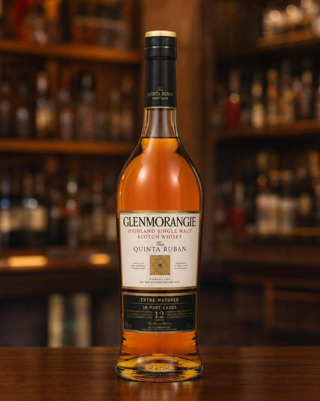 Glenmorangie 12 Years Old (Quinta Ruban) bottle, alternate view