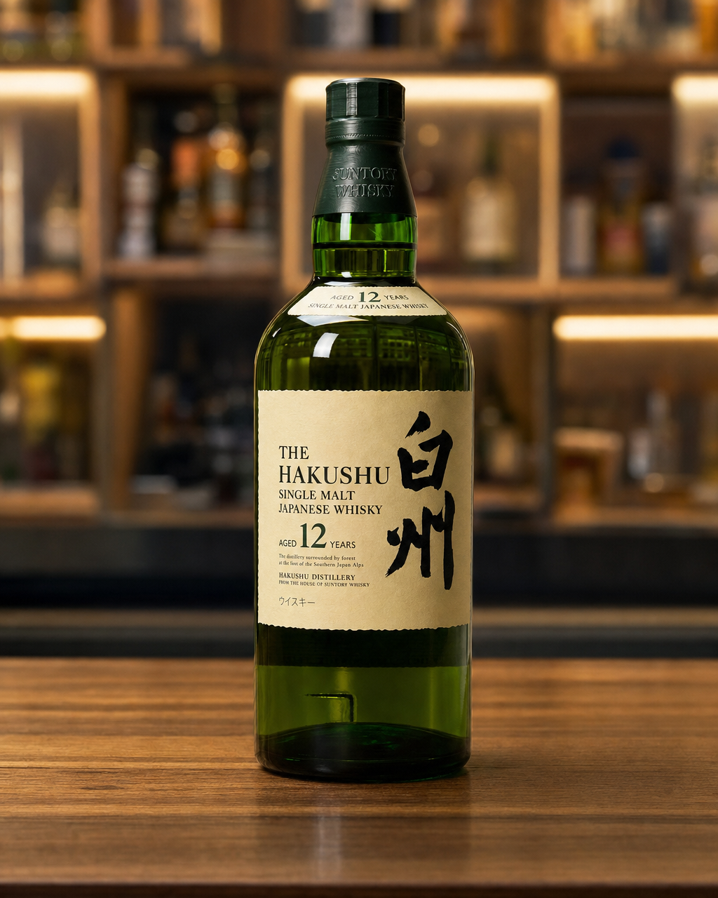 Hakushu 12 Year Old bottle, alternate view