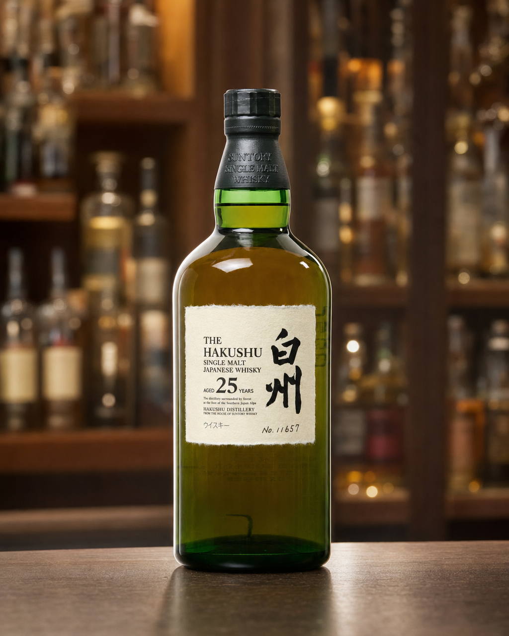 Hakushu 25 Year Old bottle, alternate view
