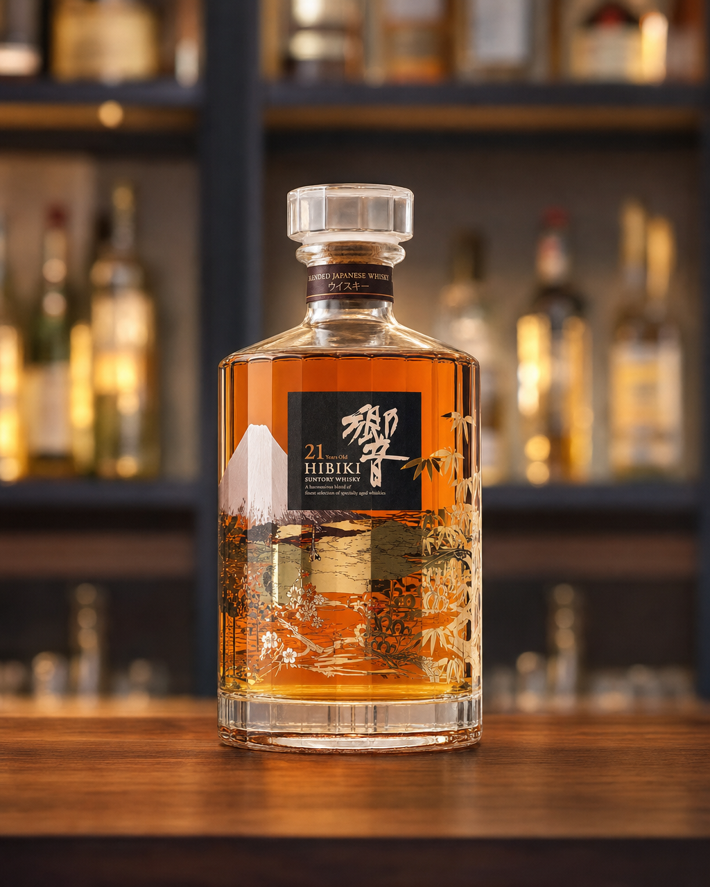Hibiki 21 Year Old (Kacho Fugetsu) bottle, alternate view
