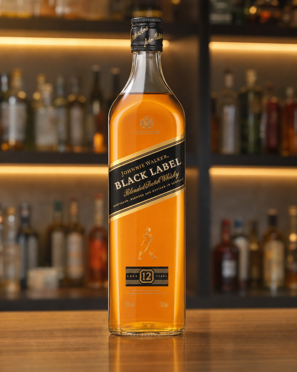 Johnnie Walker 12 Years Old (Black Label) bottle, alternate view