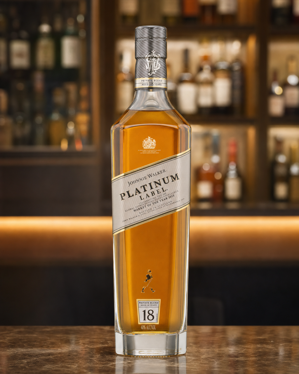 Johnnie Walker 18 Years Old (Platinum Label) bottle, alternate view