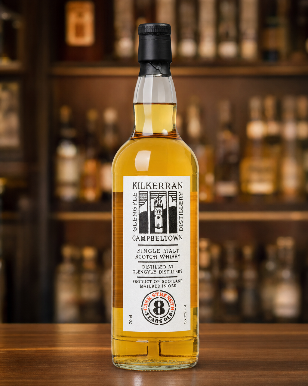 Kilkerran 8 Years Old (Cask Strength) bottle, alternate view