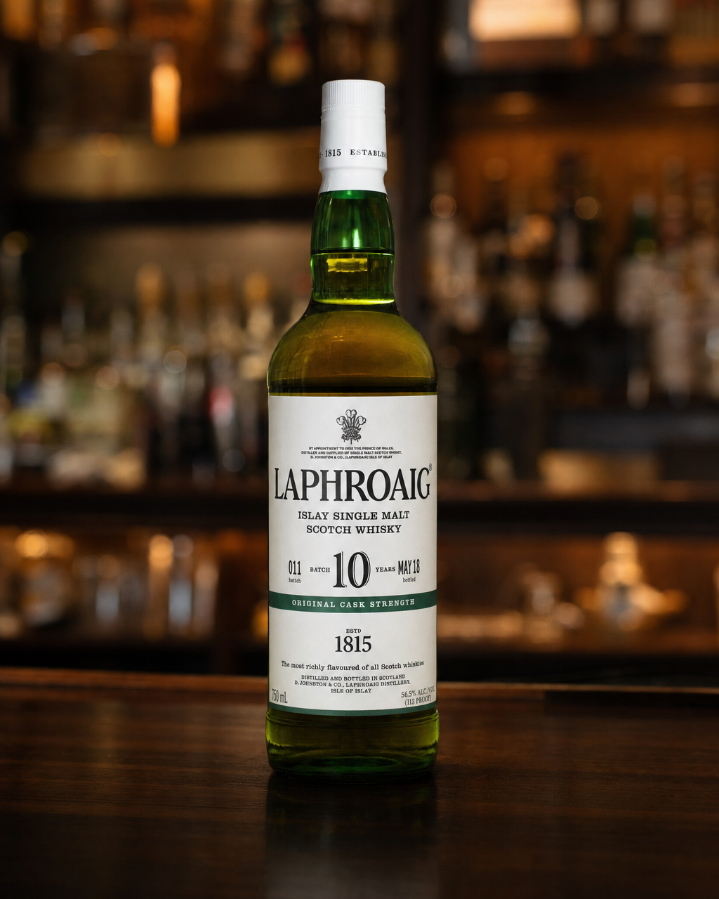 Laphroaig 10 Year Old (Cask Strength Batch #11) bottle, alternate view