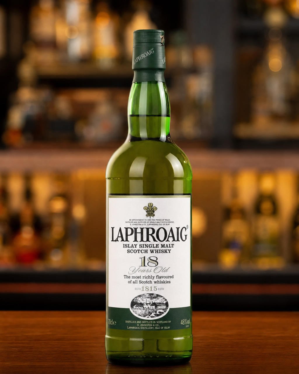Laphroaig 18 Year Old (Diamond Jubilee) bottle, alternate view