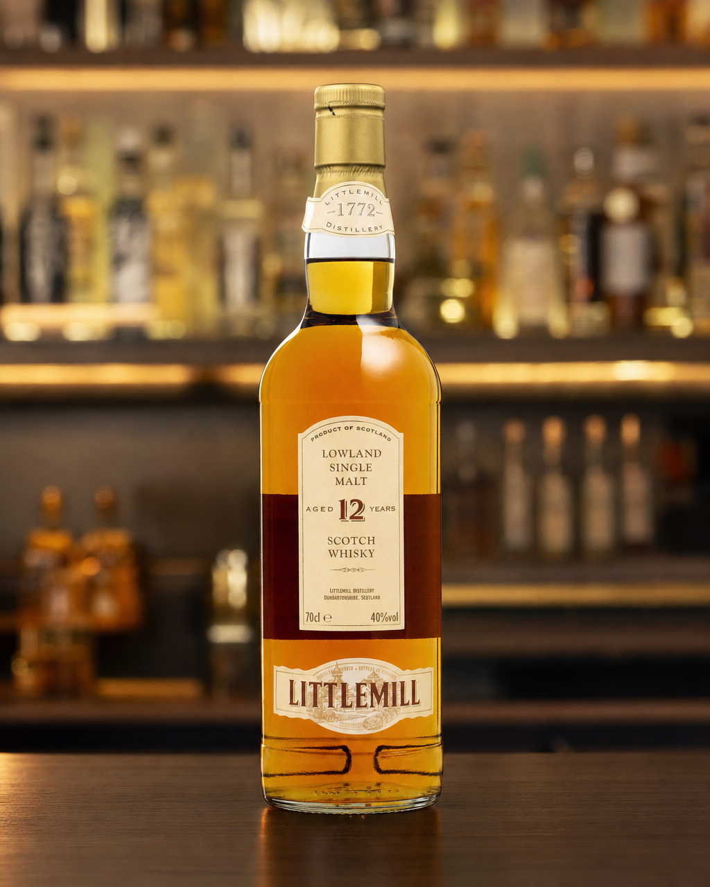 Littlemill 12 Year Old bottle, alternate view