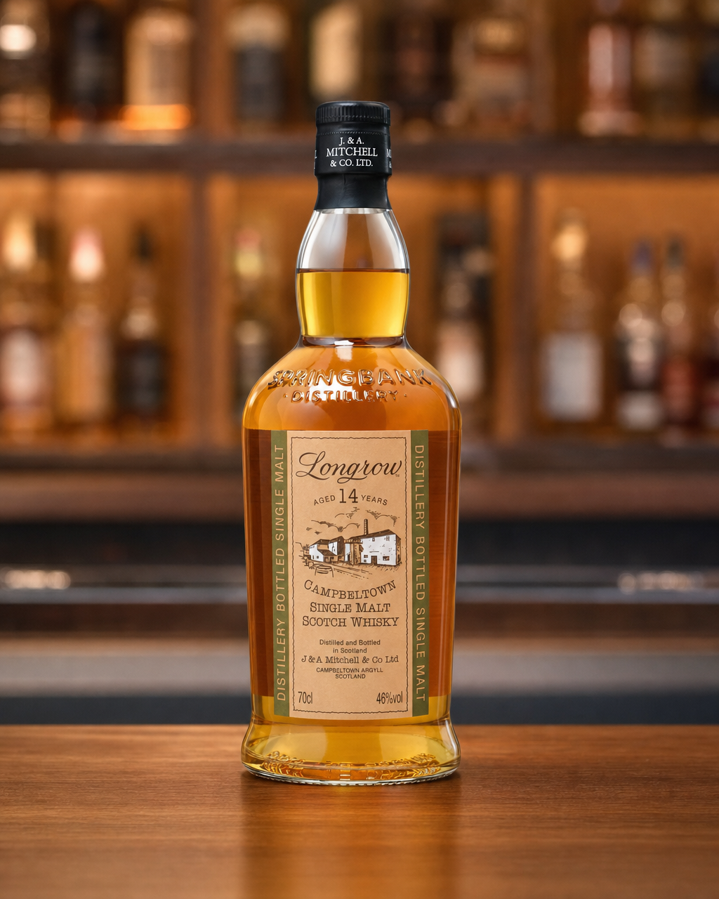 Longrow 14 Year Old bottle, alternate view