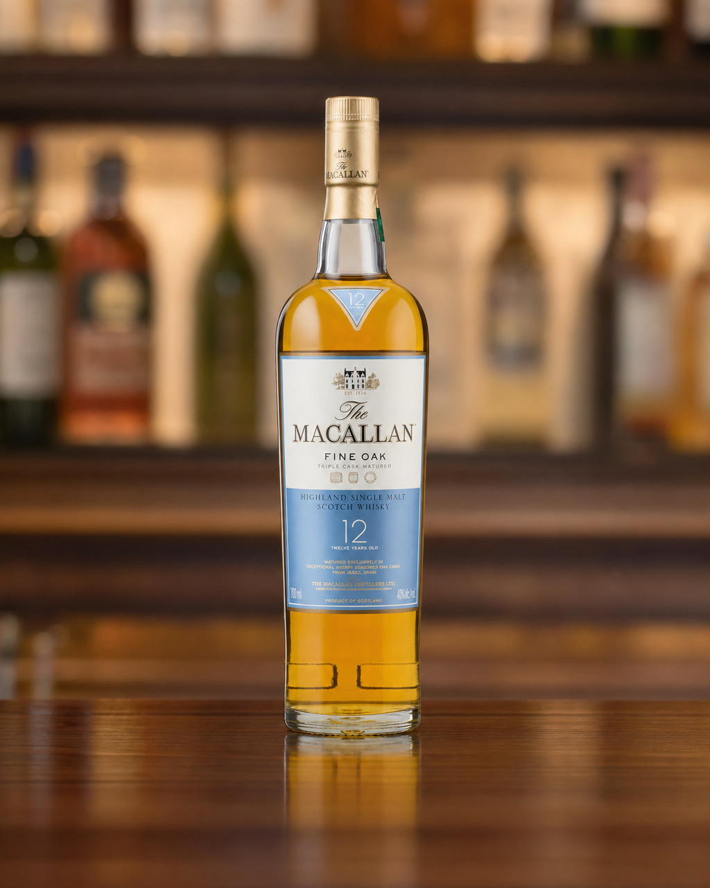 Macallan 12 Year Old (Fine Oak Triple Cask) bottle, alternate view