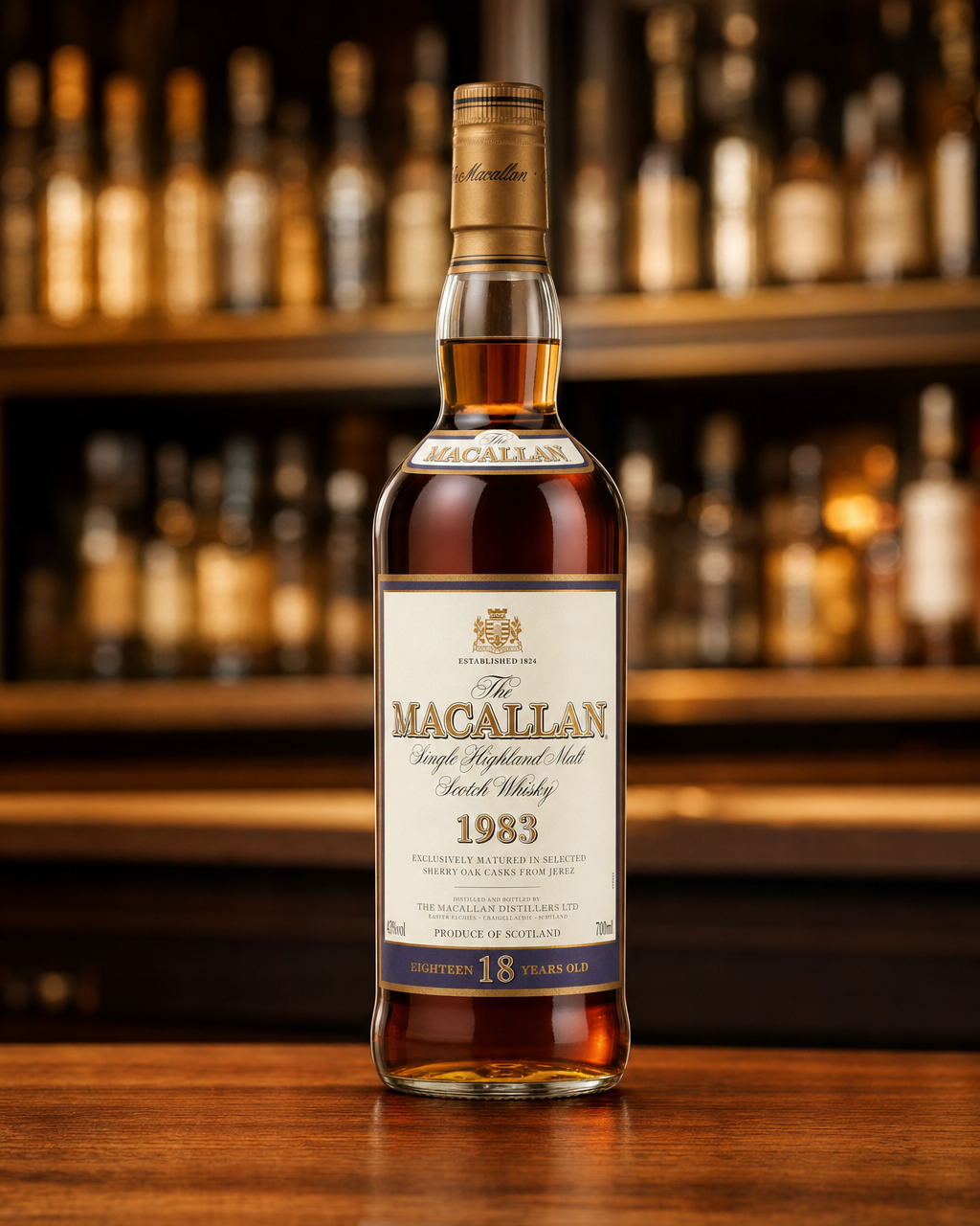 Macallan 18 Years Old (1983) bottle, alternate view