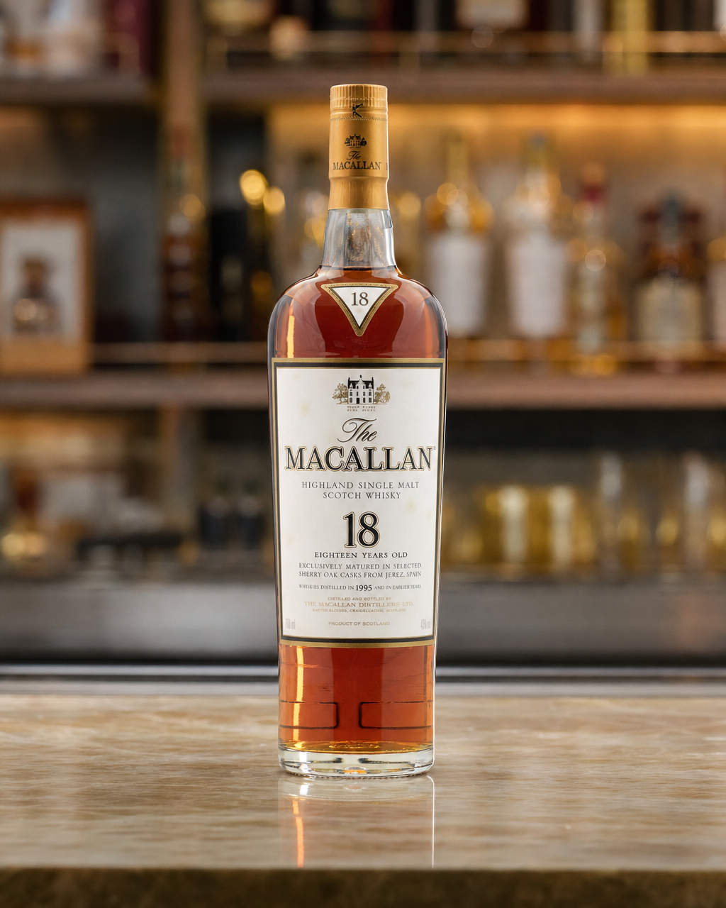 Macallan 18 Years Old (1995) bottle, alternate view