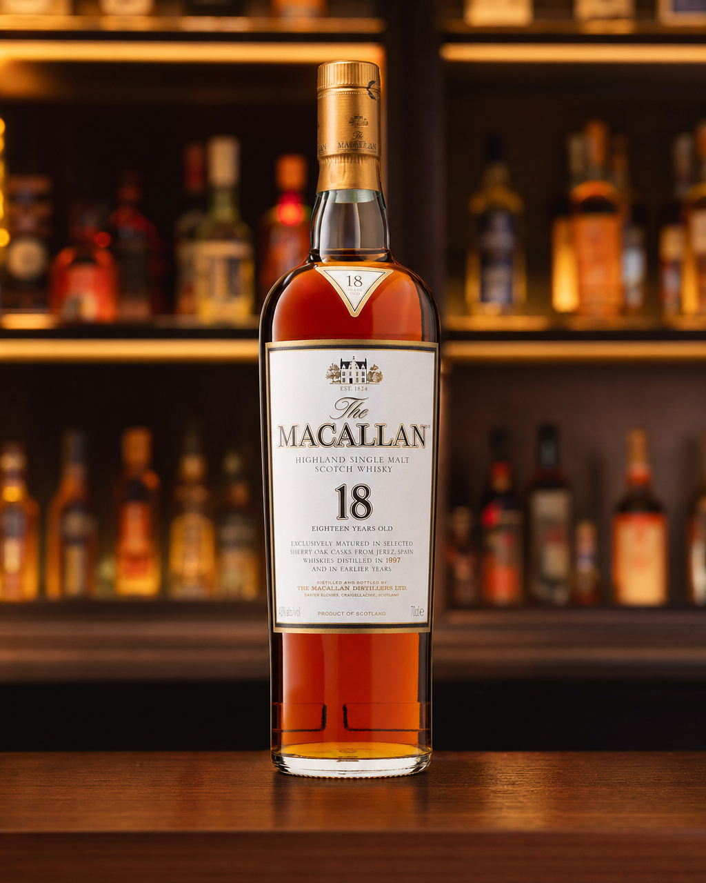 Macallan 18 Years Old (1997) bottle, alternate view