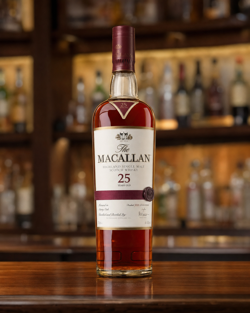 Macallan 25 Year Old bottle, alternate view