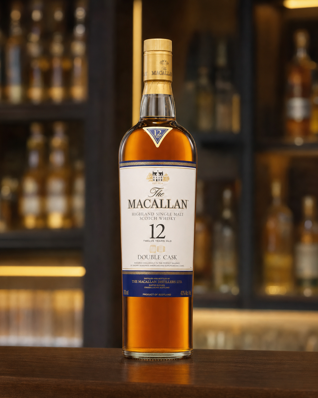 Macallan Double Cask, 12 Years Old bottle, alternate view