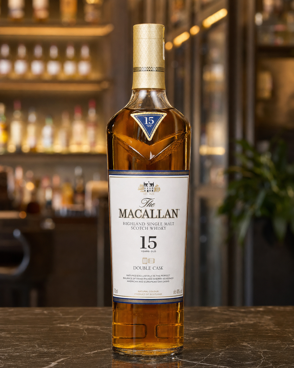 Macallan Double Cask, 15 Years Old bottle, alternate view