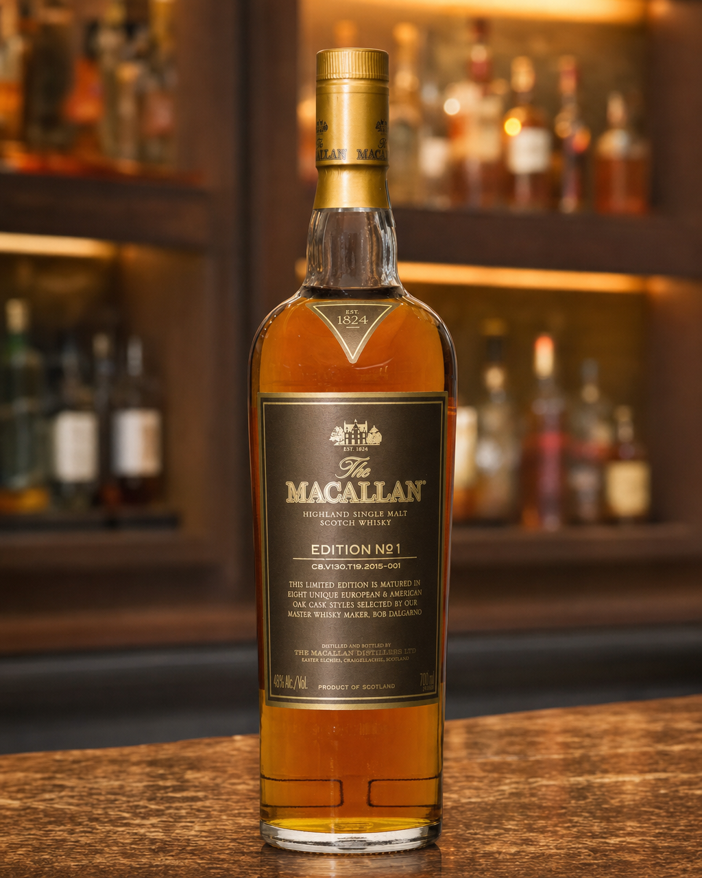 Macallan The Edition Series, No. 1 bottle, alternate view
