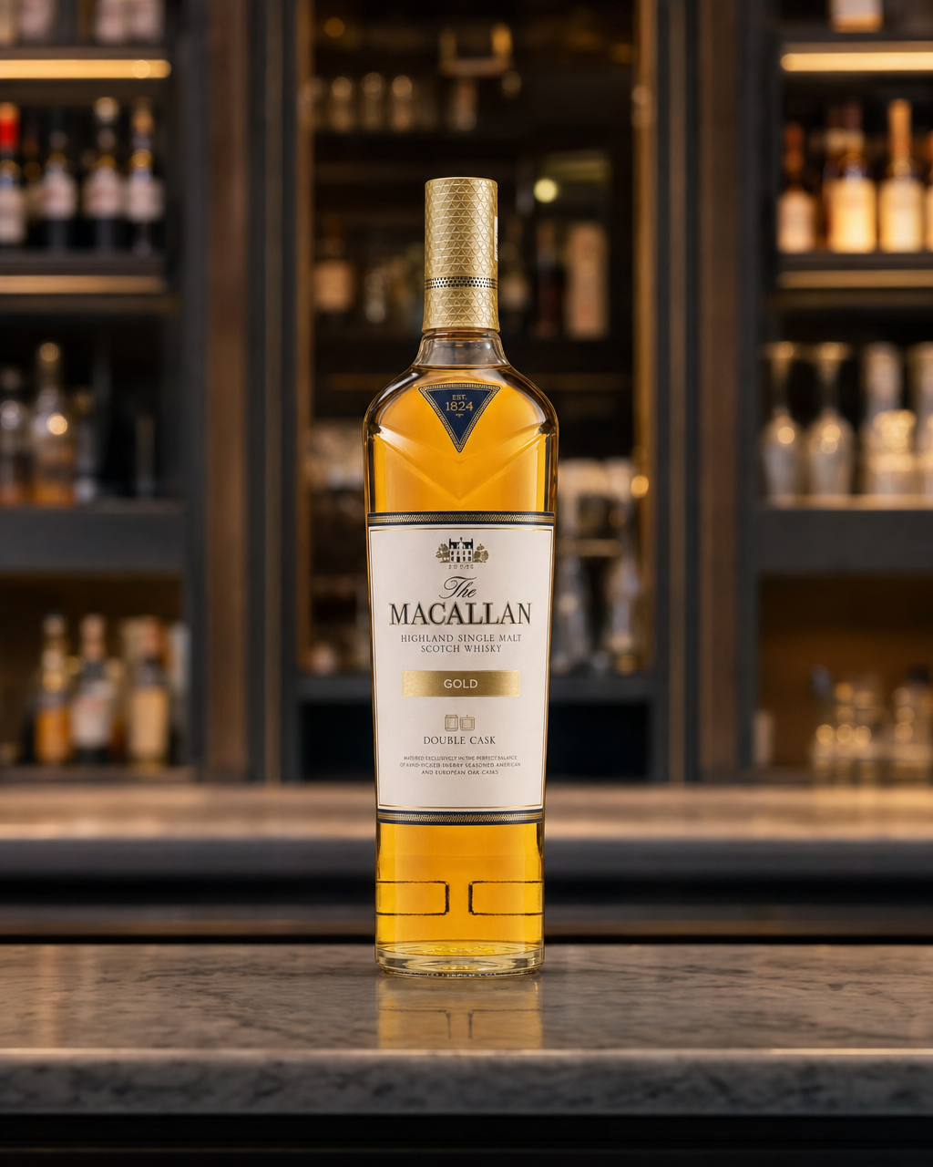Macallan Gold Double Cask bottle, alternate view