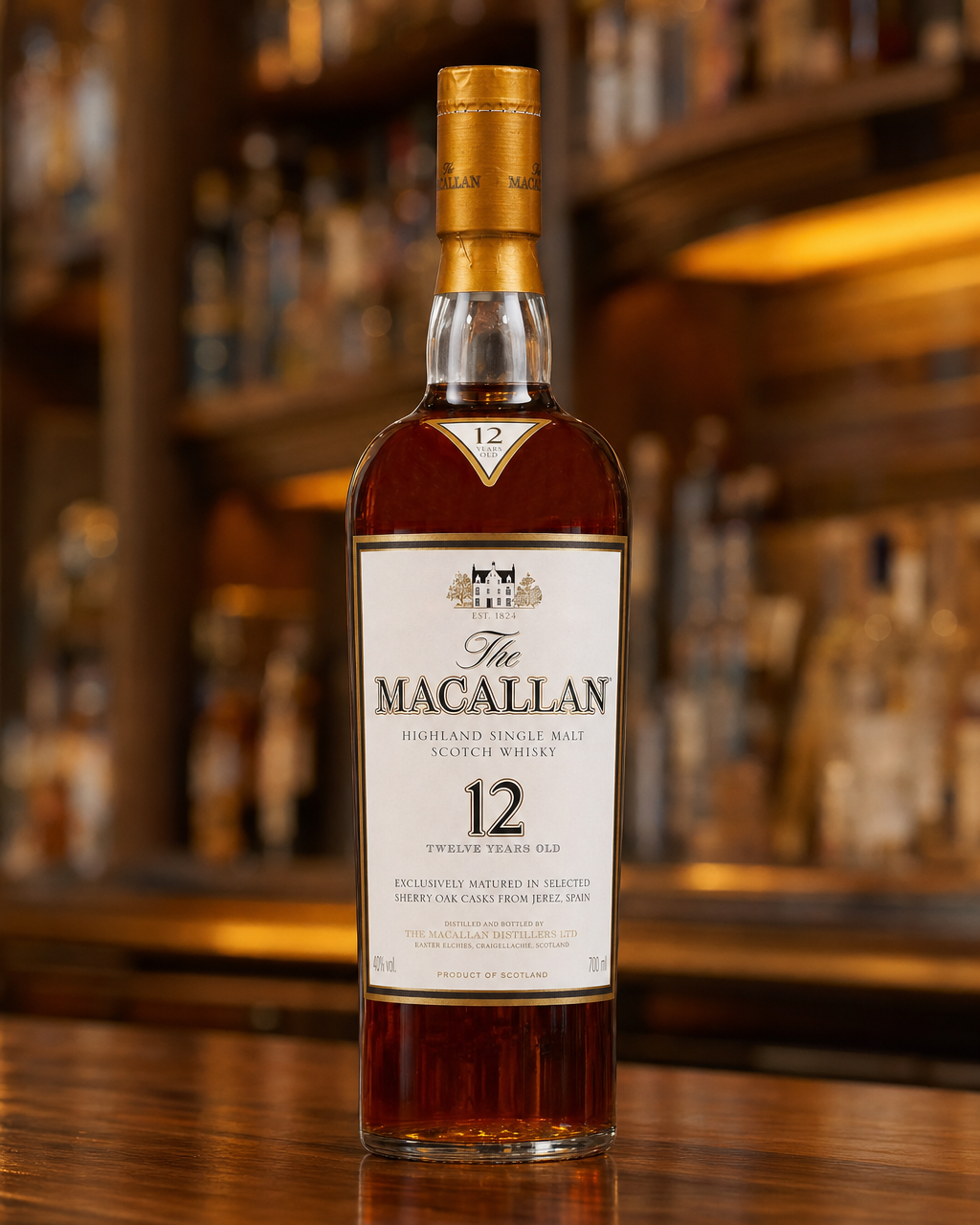 Macallan Sherry Oak, 12 Years Old bottle, alternate view