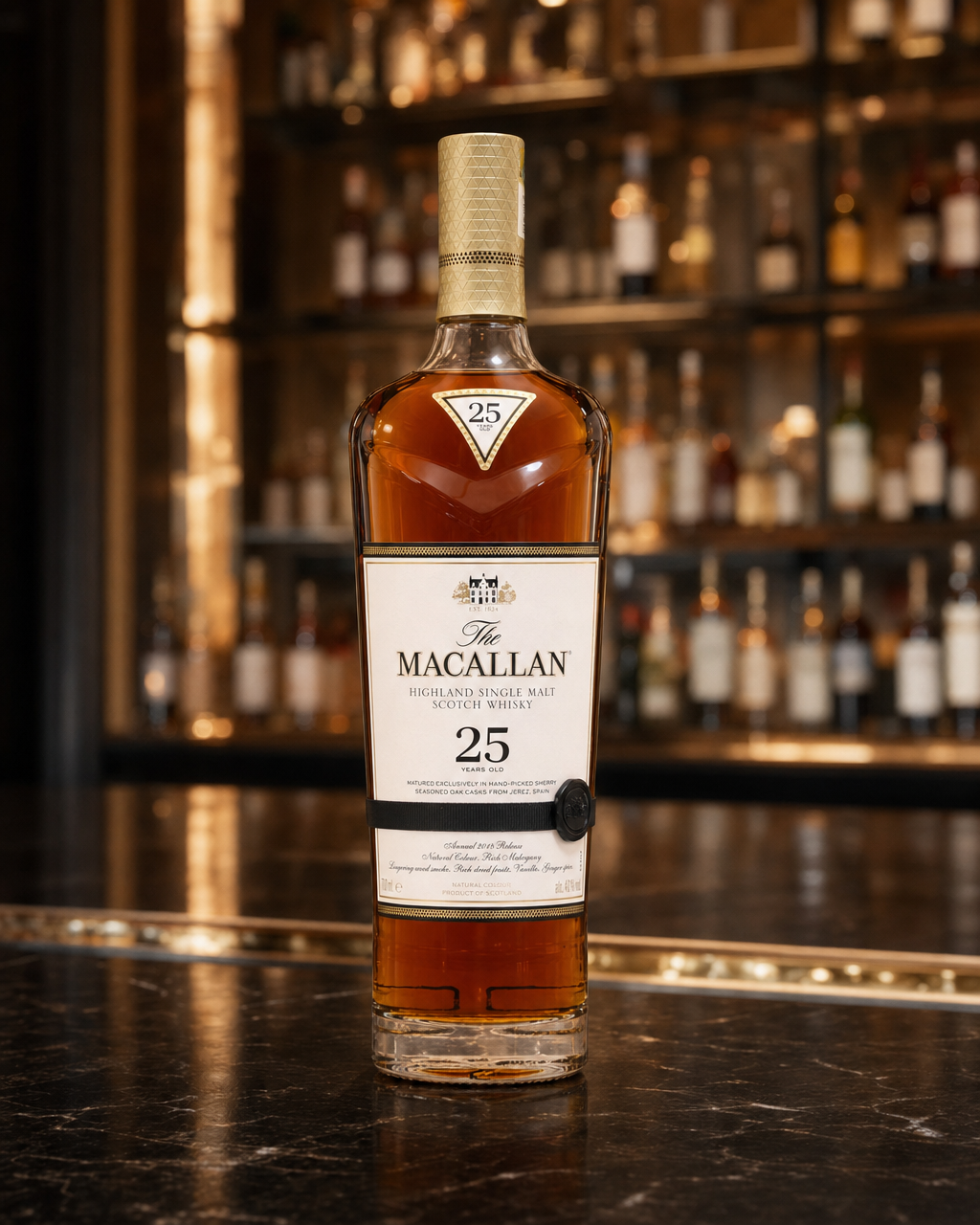 Macallan Sherry Oak, 25 Years Old (2018) bottle, alternate view