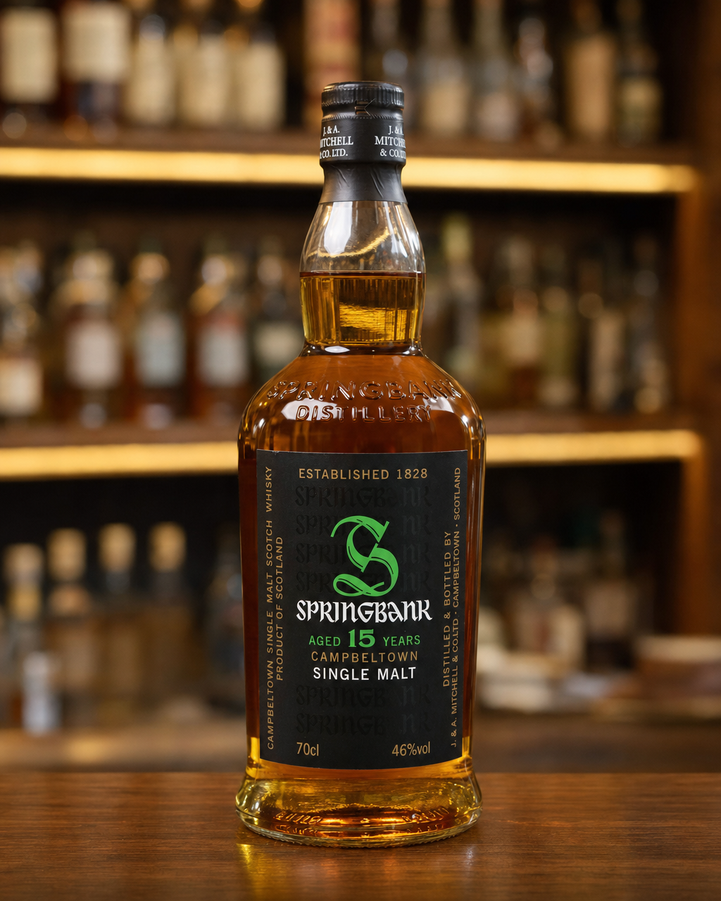Springbank 15 Year Old bottle, alternate view