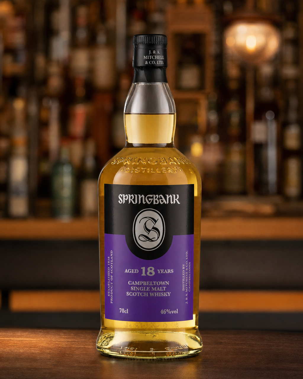 Springbank 18 Year Old bottle, alternate view