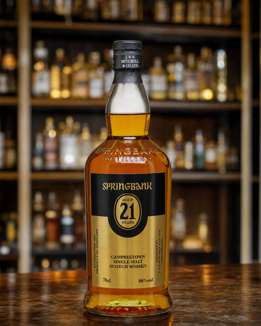 Springbank 21 Year Old (2021) bottle, alternate view