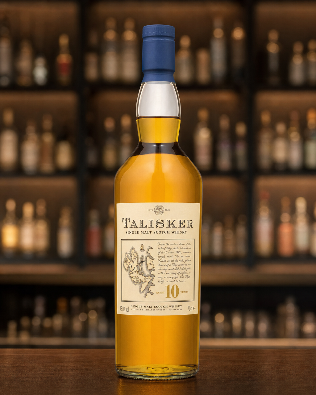Talisker 10 Year Old bottle, alternate view