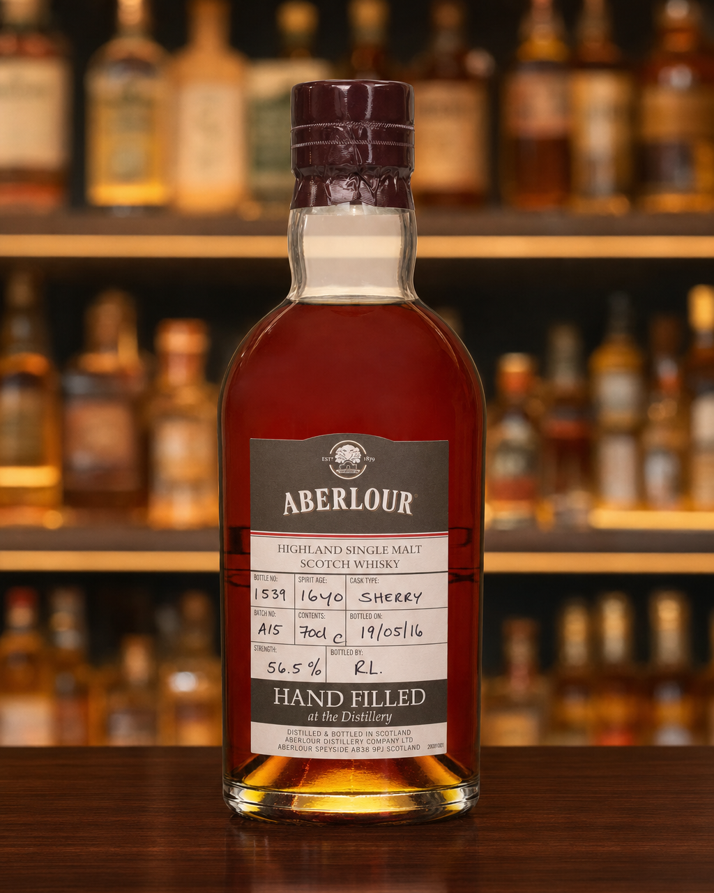 Aberlour 16 Year Old Hand Filled Sherry Cask bottle, alternate view