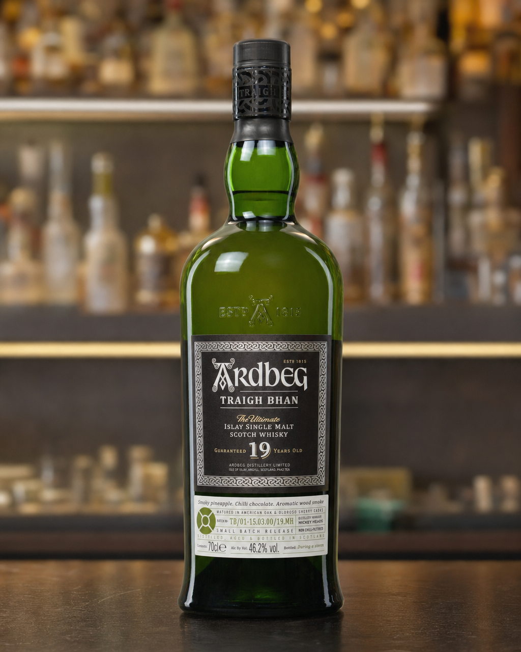 Ardbeg 19 Year Old Traigh Bhan Batch #1 bottle, alternate view