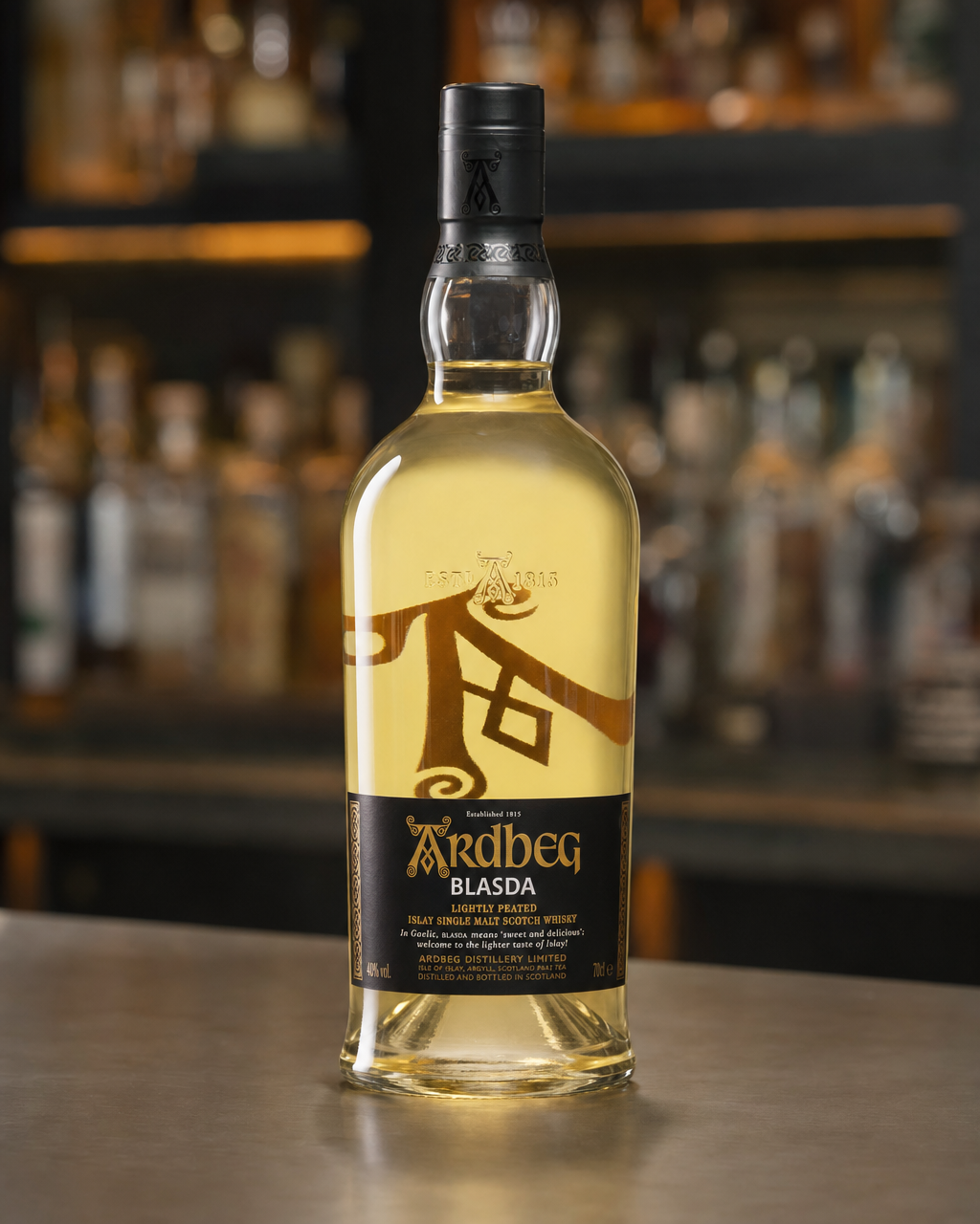 Ardbeg Blasda Limited Release bottle, alternate view