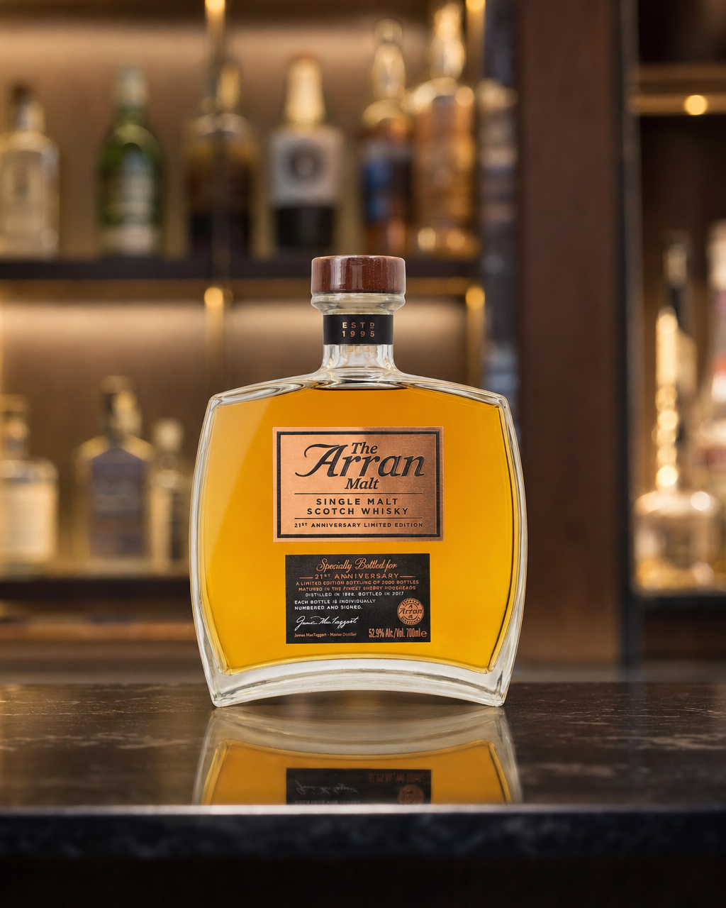 Arran 21st Anniversary Edition bottle, alternate view
