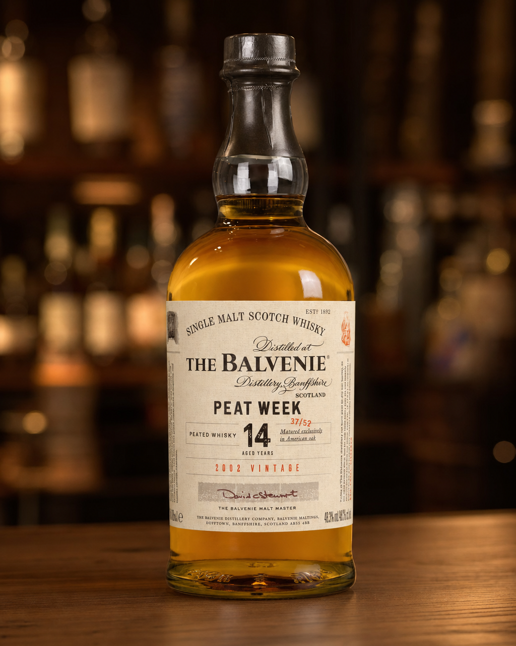 Balvenie 2002 14 Year Old Peat Week bottle, alternate view