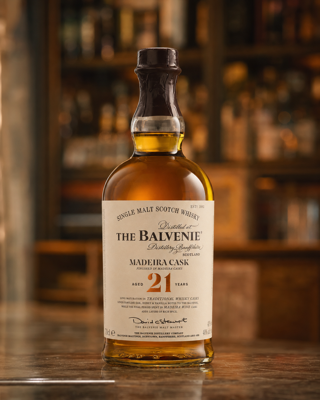Balvenie 21 Year Old Madeira Cask bottle, alternate view